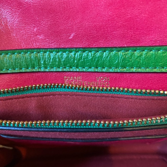 Authentic DVF Disco Soiree Leather Color Block Crossbody Mini Bag Purse - Picture 7 of 10